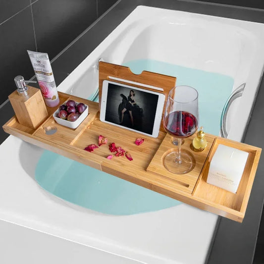 Extendable Spa Bathtub Bamboo Bathtub Tray Caddy